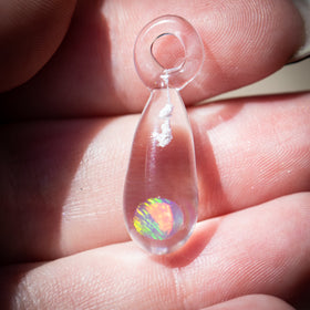 Dainty Drop Pendant with Opal