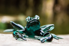 glass frog with cremation ash