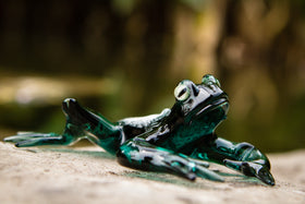 glass frog with cremation ash