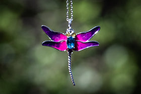 Dragonfly Urn Pendant.  Silver necklace for ash, silver necklace for ash, cremation ash jewelry, colorful urn necklace, dragonfly necklace, cremation jewelry, memorial jewelry