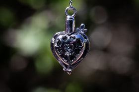 Back view of the Dragonfly Heart Keepsake Urn. silver and crystal urn. silver necklace for ash, crystal necklace for ash, jewelry for cremains, cremation ash jewelry, memorial jewelry