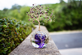 Purple Rain Tree of Life with Crystals and Starflower Snowfall Orb