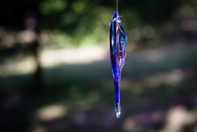 glass heart with cremation ash