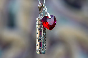 Sterling silver pendant with crystal heart