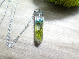 Terrarium Necklace with Infused Ashes, Star Flower and Moss