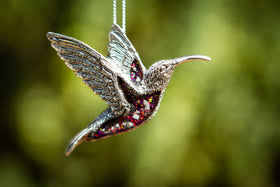 Silver Hummingbird Pendant with magenta and red opal. Humminbird necklace, Necklace for ash, Necklace for pet ash, Cremation jewelry, Remembrance Jewelry