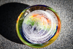 Rainbow's End Paperweight with Cremation Ash