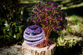 Purple Crepe Myrtle Tree Of Life and Sparkle Orb with Cremation Ash