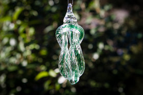 glass ornament with cremation ash