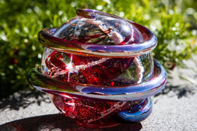 red metal planet ashes in glass memorial