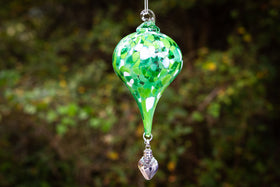 Hanging Spotted Glass Ornament with Silver Keepsake Urn
