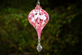 Hanging Spotted Glass Ornament with Silver Keepsake Urn