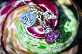 Glass Bead Charm Necklace with Infused Cremains