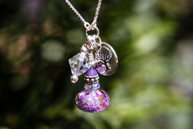 Glass Bead Charm Necklace with Infused Cremains