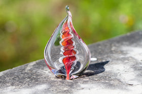 Memorial Glass Flame with Cremation Ashes with Engraved Base