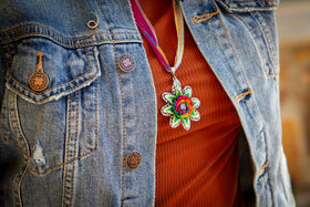 Rainbow Rose Memorial Pendant with Rainbow Opal and Cremains, necklace for ash, rose necklace, necklace for pet ash, remembrance jewelry, jewelry for cremation ash, Pride necklace