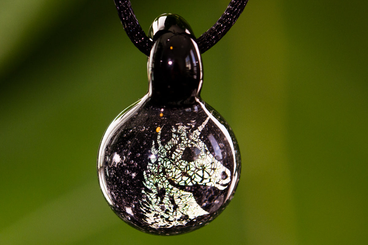 Cremation Jewelry Unicorn Holographic Pendant with Infused