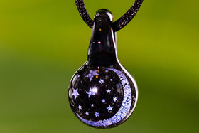 Moon and Stars Hologram Pendant with Infused Cremation Ash