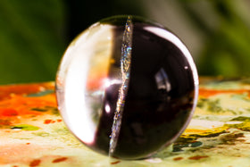 Glass Vortex Marble with Ash in Glass