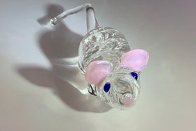 glass mouse with cremation ash