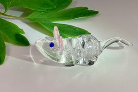 glass mouse with cremation ash