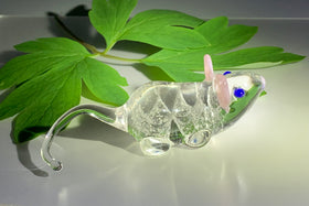 glass mouse with cremation ash