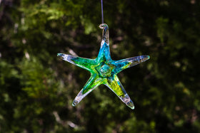 Dichroic Starfish Suncatcher with Infused Cremains