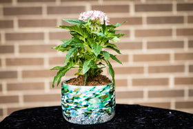 memorial planter with ashes into glass