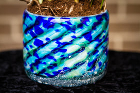 Blue Stripped Memorial Planter