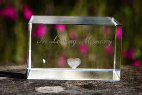 Engraved square glass base