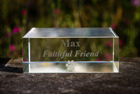 Engraved square glass base
