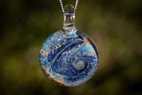 glass pendant with cremation ash