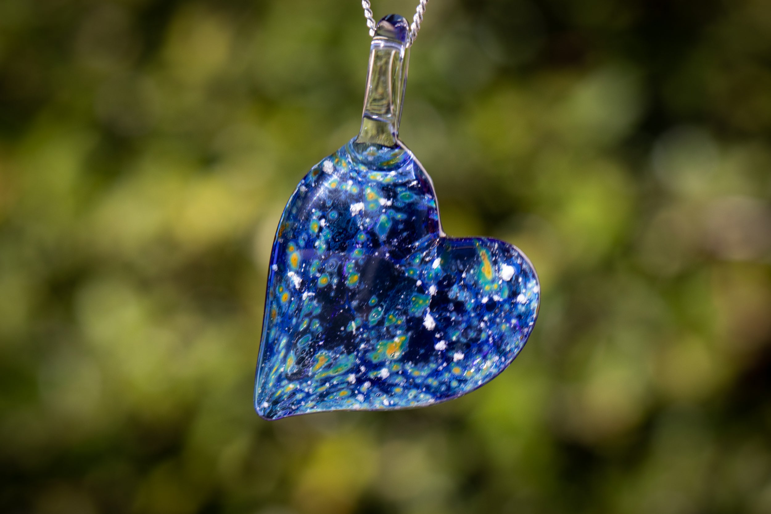 Cremation Jewelry Blue Starburst Pendant with Cremation Ash