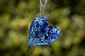 blue starburst heart pendant