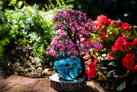 Pink Dogwood Tree of Life and Teal and Turquoise Rope Orb