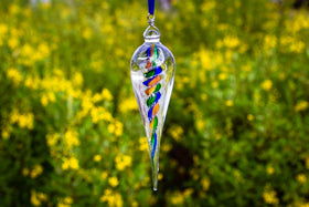 glass dewdrop with cremation ash