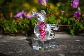 Glass teddy bar with cremation ashes