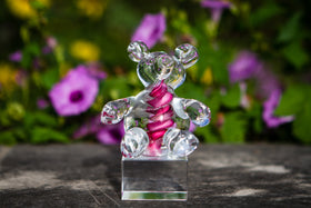 Glass teddy bar with cremation ashes