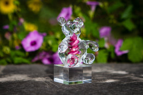 Glass teddy bar with cremation ashes