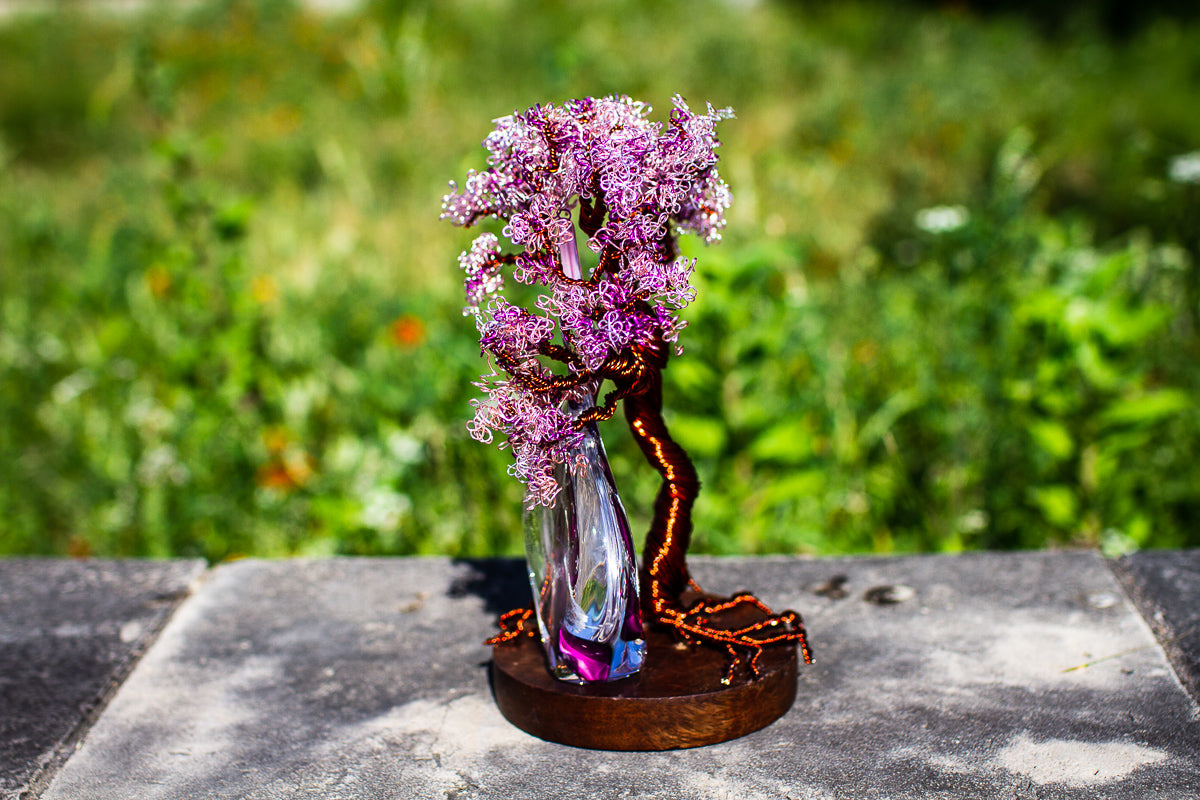 bonsai metal tree Wire Wrapped Flame Tree with Cremains - TREE ONLY