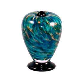glass urn for cremation ashes of person