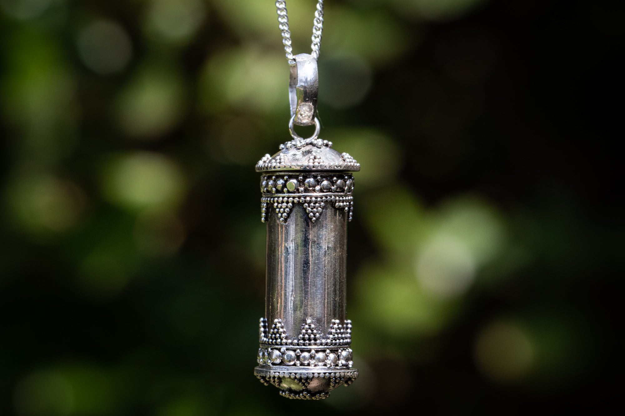 Wide Sterling Silver Keepsake Pendant Necklace For Cremains or