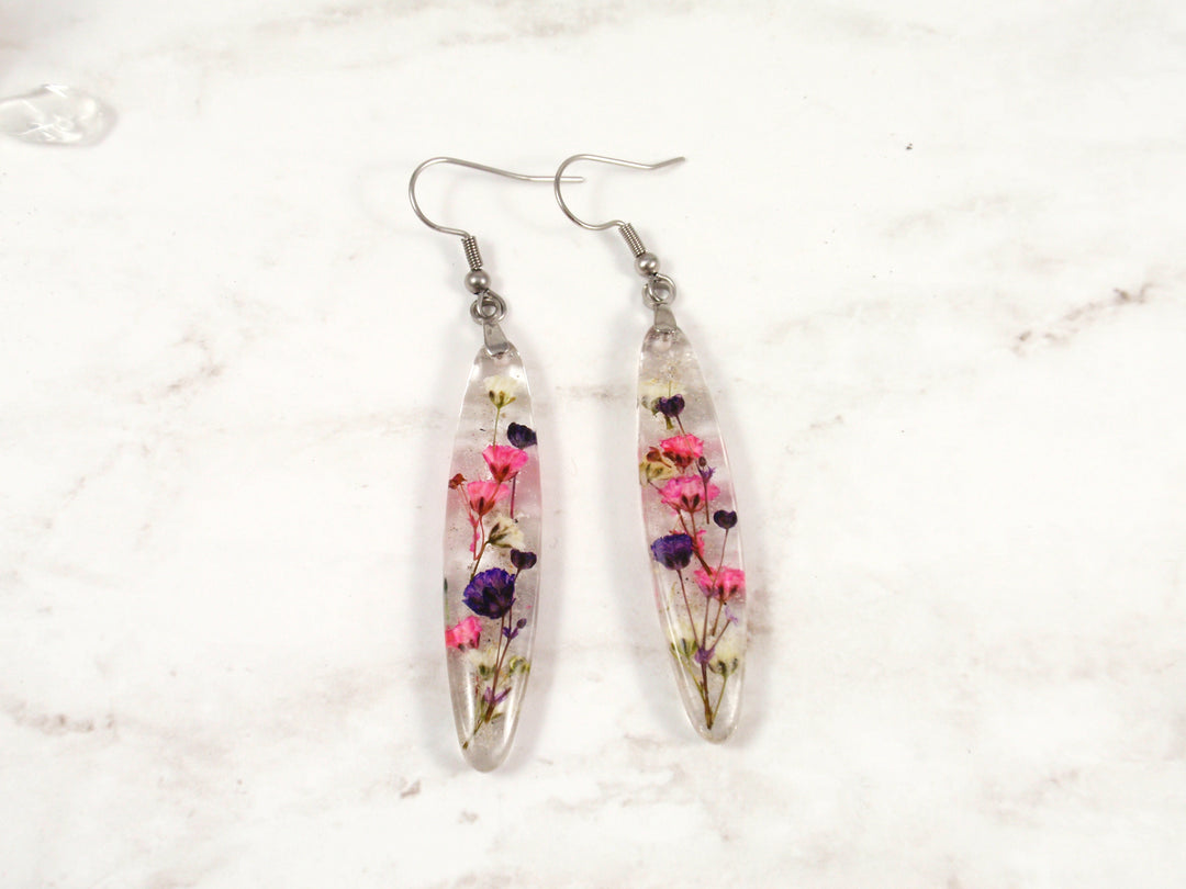 baby's breath earrings with cremation ash
