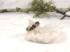 ring with moss and rose