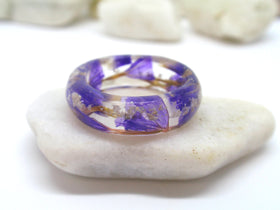 Purple Flower Ring with Cremation Ash