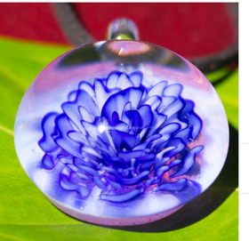 Peony Glass Touchstone with Infused Cremains - PRIVATE