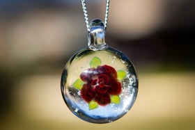 Lampwork Rose Pendant with Infused Cremains