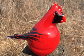 Memorial Glass Cardinal with Cremains