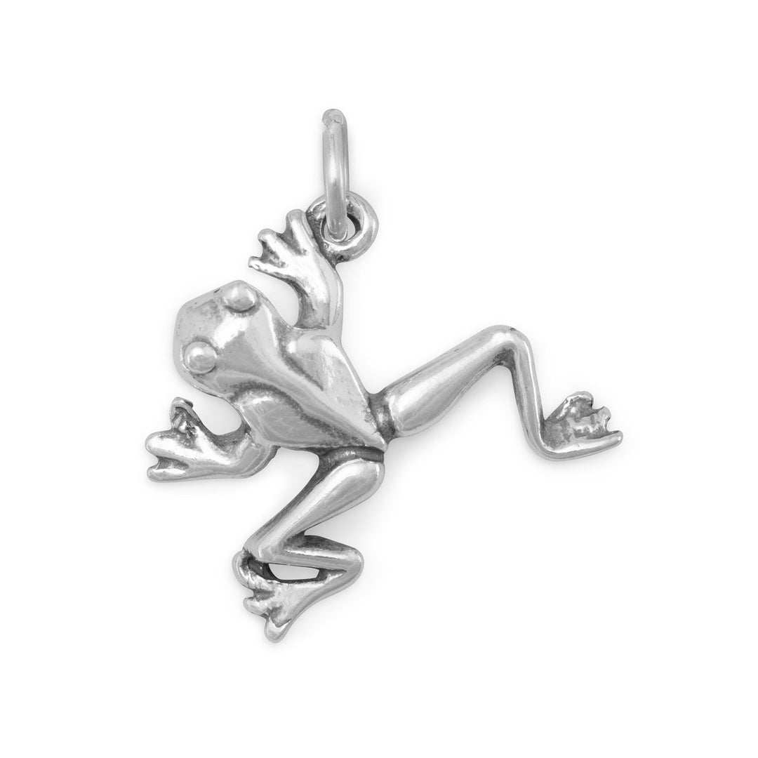 Sterling silver tree frog charm with loop for bracelet or necklace