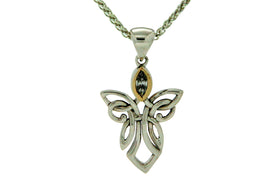 Small Silver Guardian Angel Necklace with Gem